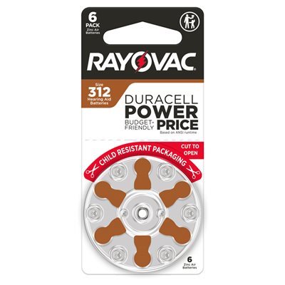 60% OFF Rayovac Extra Advanced ZM Batteries, size 312 (10 cards of 6 batteries)